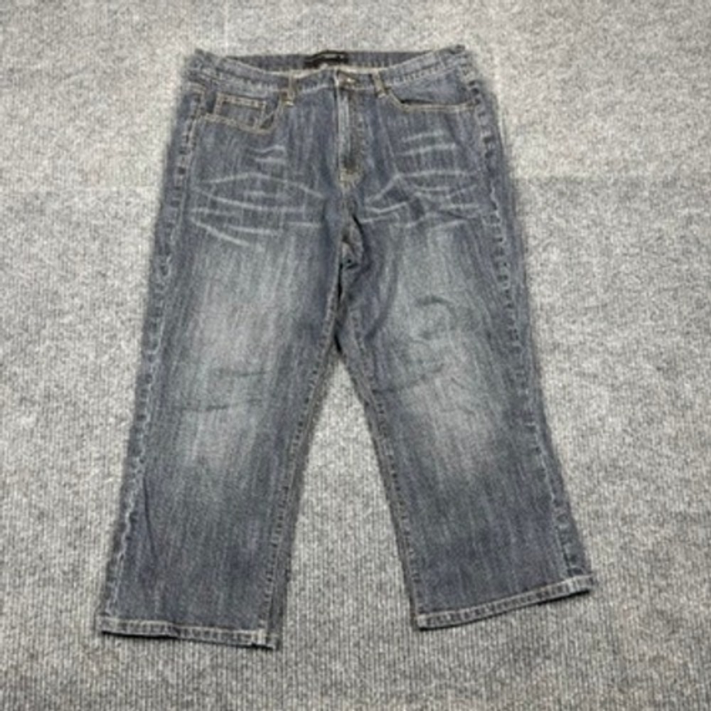 Venezia Women Size 18 Dark Wash Denim Capri Cropped Jeans Stretch BLUE 601